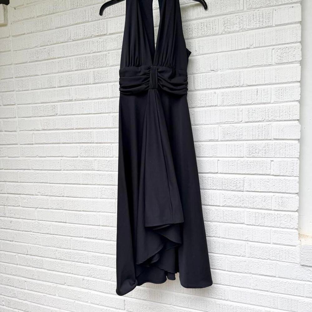 Vintage Y2K Black Halter Swing Midi Dress